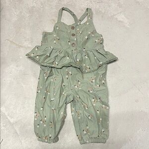 Joie Sage Green Floral Ruffle Romper
